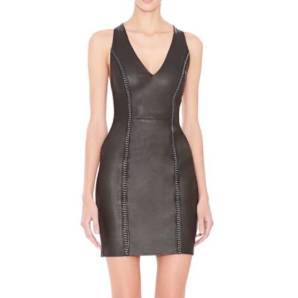 Alice and Olivia Dex chain leather dress Sz 0